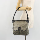 CELINE Paris Macadam Canvas Shoulder Bag Denim Gray Silver Auth 182647A-24