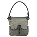 CELINE Paris Macadam Canvas Shoulder Bag Denim Gray Silver Auth 182647A-13