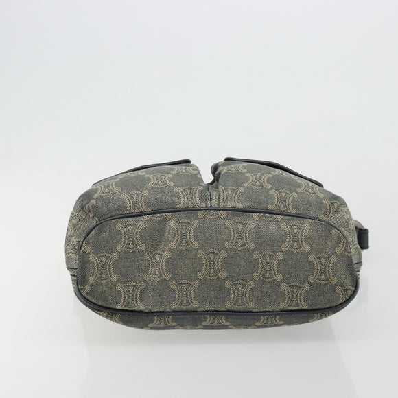 CELINE Paris Macadam Canvas Shoulder Bag Denim Gray Silver Auth 182647A