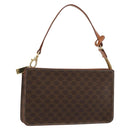 CELINE Macadam Canvas Accessory Pouch PVC Leather Brown Gold Auth 182648-1