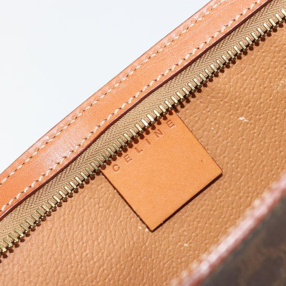 CELINE Macadam Canvas Accessory Pouch PVC Leather Brown Gold Auth 182648