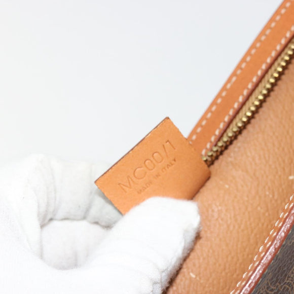 CELINE Macadam Canvas Accessory Pouch PVC Leather Brown Gold Auth 182648