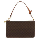 CELINE Macadam Canvas Accessory Pouch PVC Leather Brown Gold Auth 182648-13