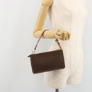 CELINE Macadam Canvas Accessory Pouch PVC Leather Brown Gold Auth 182648-20