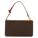 CELINE Macadam Canvas Accessory Pouch PVC Leather Brown Gold Auth 182648-2