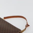 CELINE Macadam Canvas Accessory Pouch PVC Leather Brown Gold Auth 182648-8