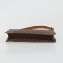 CELINE Macadam Canvas Accessory Pouch PVC Leather Brown Gold Auth 182648-5