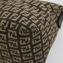 FENDI Zucchino Canvas Mamma Baguette Shoulder Bag Silver Brown Auth 182652SAM-15