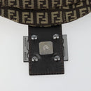 FENDI Zucchino Canvas Mamma Baguette Shoulder Bag Silver Brown Auth 182652SAM-20
