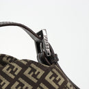 FENDI Zucchino Canvas Mamma Baguette Shoulder Bag Silver Brown Auth 182652SAM-8