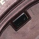 FENDI Zucchino Canvas Mamma Baguette Shoulder Bag Silver Brown Auth 182652SAM-21