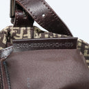 FENDI Zucchino Canvas Mamma Baguette Shoulder Bag Silver Brown Auth 182652SAM-11
