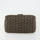 FENDI Zucchino Canvas Mamma Baguette Shoulder Bag Silver Brown Auth 182652SAM-5