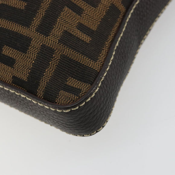 FENDI Zucca Canvas Celeria Shoulder Bag Black Brown Auth 182654A