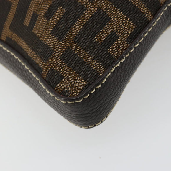 FENDI Zucca Canvas Celeria Shoulder Bag Black Brown Auth 182654A