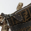 FENDI Zucca Canvas Celeria Shoulder Bag Black Brown Auth 182654A-10