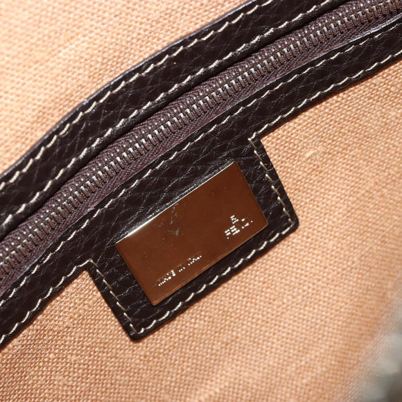 FENDI Zucca Canvas Celeria Shoulder Bag Black Brown Auth 182654A