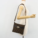 FENDI Zucca Canvas Celeria Shoulder Bag Black Brown Auth 182654A-24