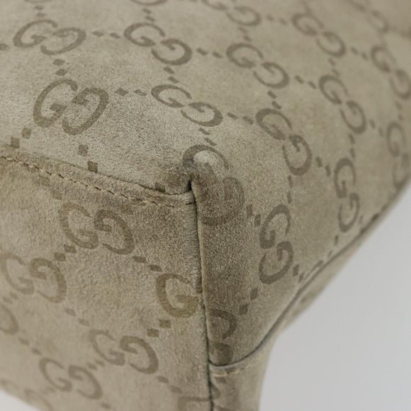 GUCCI GG Canvas Bamboo Umhängetasche Wildleder Grau Silber 001 2058 3008 Auth 182655