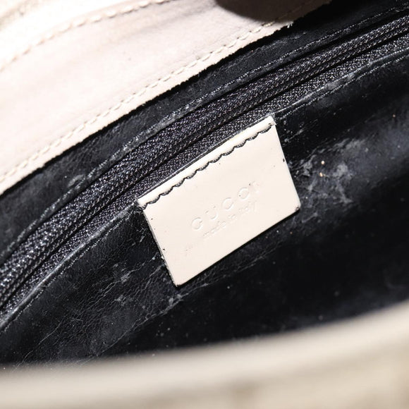 GUCCI GG Canvas Bamboo Umhängetasche Wildleder Grau Silber 001 2058 3008 Auth 182655