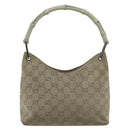 GUCCI GG Canvas Bamboo Umhängetasche Wildleder Grau Silber 001 2058 3008 Auth 182655-2