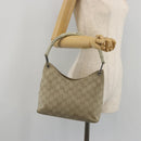 GUCCI GG Canvas Bamboo Umhängetasche Wildleder Grau Silber 001 2058 3008 Auth 182655-22