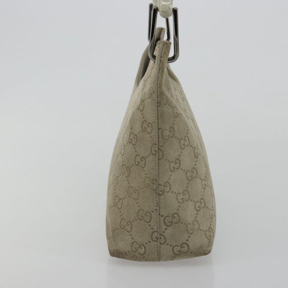 GUCCI GG Canvas Bamboo Umhängetasche Wildleder Grau Silber 001 2058 3008 Auth 182655