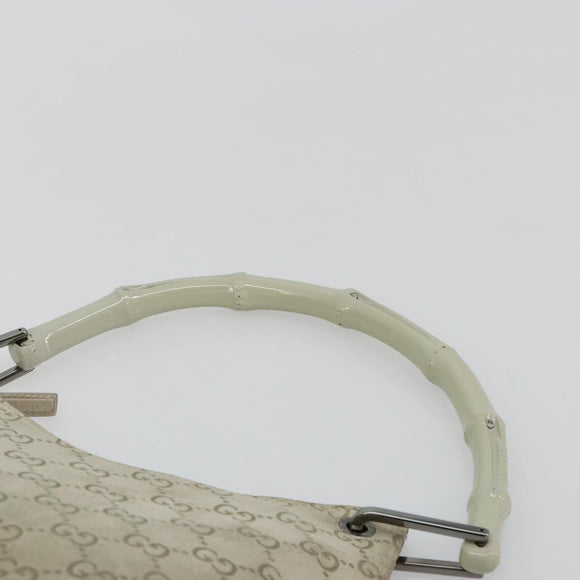 GUCCI GG Canvas Bamboo Umhängetasche Wildleder Grau Silber 001 2058 3008 Auth 182655