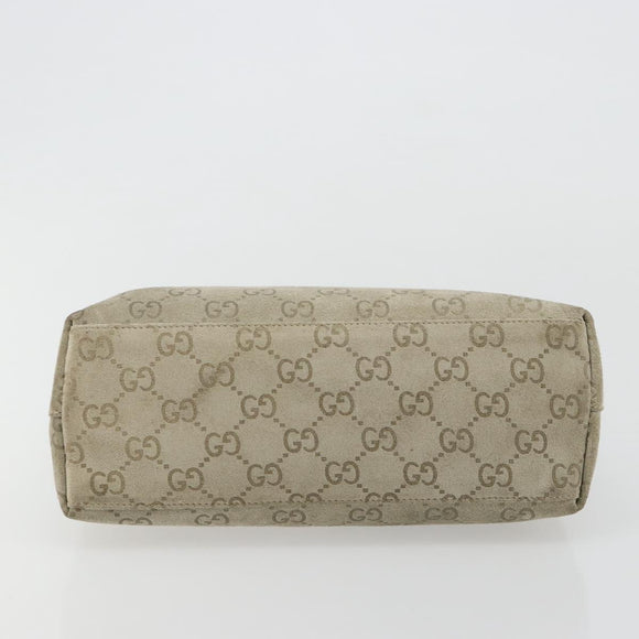GUCCI GG Canvas Bamboo Umhängetasche Wildleder Grau Silber 001 2058 3008 Auth 182655