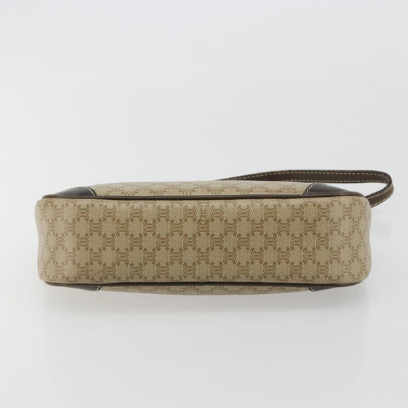 CELINE Macadam Canvas Accessory Pouch PVC Beige Gold Auth 182656