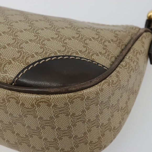 CELINE Macadam Canvas Accessory Pouch PVC Beige Gold Auth 182656