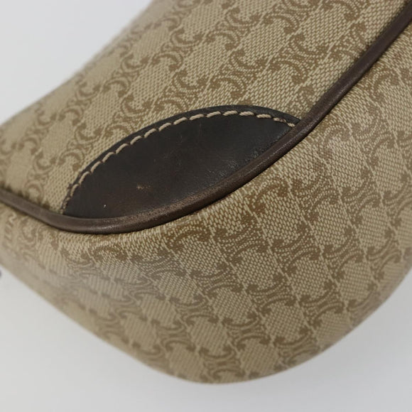 CELINE Macadam Canvas Accessory Pouch PVC Beige Gold Auth 182656
