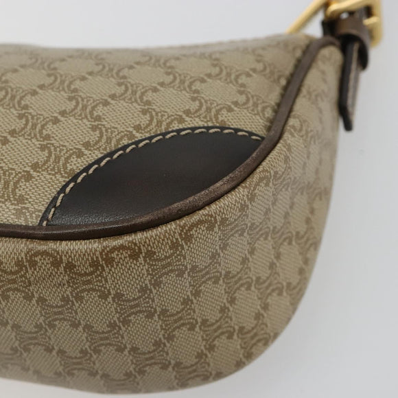 CELINE Macadam Canvas Accessory Pouch PVC Beige Gold Auth 182656