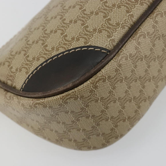 CELINE Macadam Canvas Accessory Pouch PVC Beige Gold Auth 182656