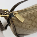 CELINE Macadam Canvas Accessory Pouch PVC Beige Gold Auth 182656-15
