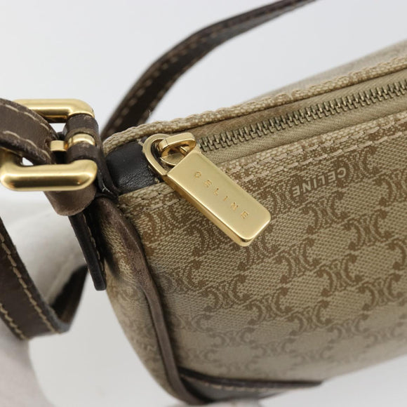 CELINE Macadam Canvas Accessory Pouch PVC Beige Gold Auth 182656