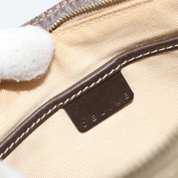 CELINE Macadam Canvas Accessory Pouch PVC Beige Gold Auth 182656