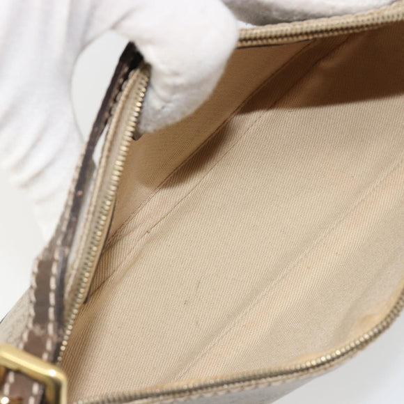 CELINE Macadam Canvas Accessory Pouch PVC Beige Gold Auth 182656