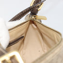 CELINE Macadam Canvas Accessory Pouch PVC Beige Gold Auth 182656-18