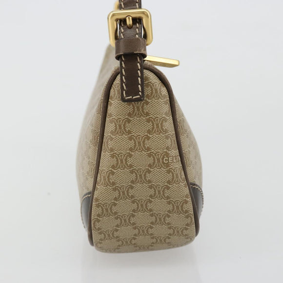 CELINE Macadam Canvas Accessory Pouch PVC Beige Gold Auth 182656