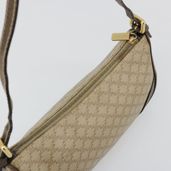 CELINE Macadam Canvas Accessory Pouch PVC Beige Gold Auth 182656