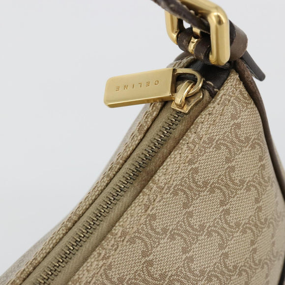 CELINE Macadam Canvas Accessory Pouch PVC Beige Gold Auth 182656