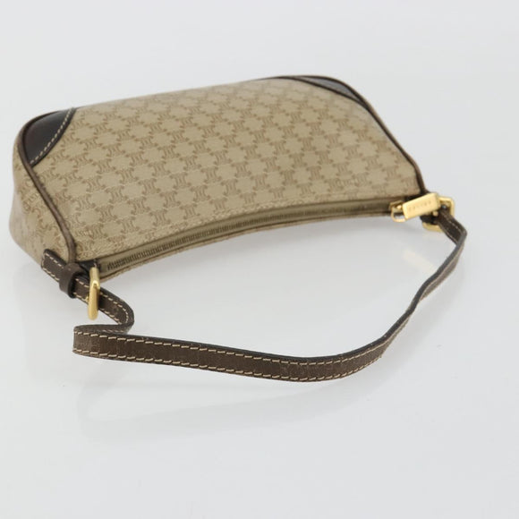CELINE Macadam Canvas Accessory Pouch PVC Beige Gold Auth 182656
