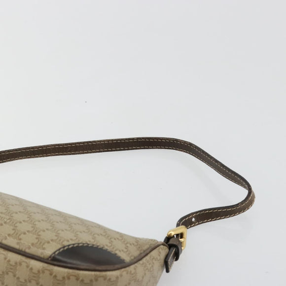CELINE Macadam Canvas Accessory Pouch PVC Beige Gold Auth 182656