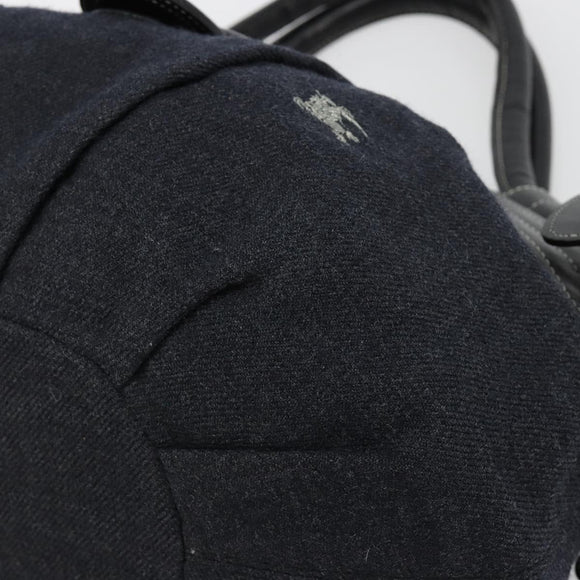 BURBERRY Blue Label Tote Bag Wool Gray Silver Auth 182657A