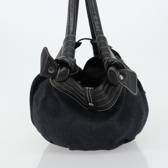 BURBERRY Blue Label Tote Bag Wool Gray Silver Auth 182657A