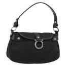 Salvatore Ferragamo Gancini Shoulder Bag Canvas Black Silver Auth 182658A-1