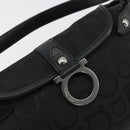Salvatore Ferragamo Gancini Shoulder Bag Canvas Black Silver Auth 182658A-14