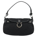 Salvatore Ferragamo Gancini Shoulder Bag Canvas Black Silver Auth 182658A-2