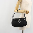 Salvatore Ferragamo Gancini Shoulder Bag Canvas Black Silver Auth 182658A-21